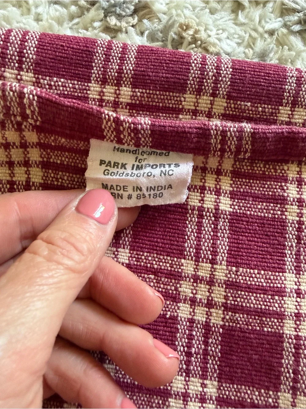 Plaid Red and Cream Table Runner Scarf